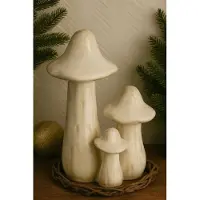 Hobby Hall Keraaminen "sieni" koriste, 18x12x25,5 cm, ecru, luonnollinen tyyli