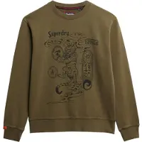 Superdry for man. M2014249A Tokyo Narrative Loose sweatshirt brown greenish brown (M), Casual, Cotton