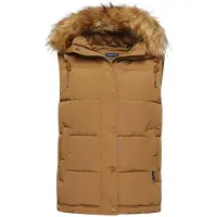 Superdry for woman. W5011395A Synthetic fur waistcoat Everest beige (XXS), Casual, Polyester