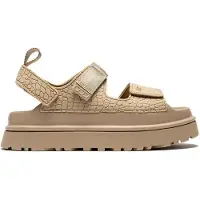 Ugg for woman. 1175311 GoldenGlow Embossed beige leather sandals (40), 3 to 5 cm, Velcro, Casual