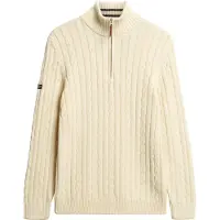 Superdry for man. M6110661B Cotton Classic Cable 1/2 Zip Sweater in cream white (L), Casual