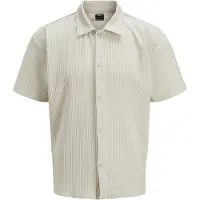 Jack & Jones Jcointerlude Plisse Shirt Ss - Cream - S