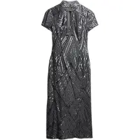Superdry for woman. W8012037A Mandarin Sequin midi dress grey (XS), Party, Polyester, Short sleeve