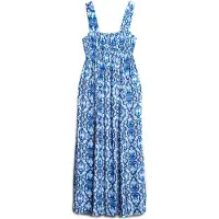 Superdry for woman. W8011623A Blue dress with knotted straps at the back (S), Casual, Viscose, Sleeveless / Straps