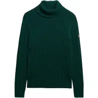 Superdry for woman. W6110614A Slouchy Cable Roll Neck green jumper (M), Casual, Cotton, Long sleeve