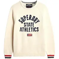 Superdry for woman. W6110629A Slouchy Intarsia Graphic Off-white jumper (XL), Casual, Cotton
