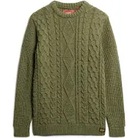 Superdry for man. M6110638A Braided knitted jumper Jacob green (XL), Casual, Acrylic, Sustainable