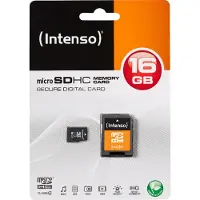 Intenso 16 Gt MicroSDHC Class 4 -muistikortti + SD-adapteri, musta