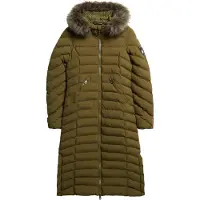 Superdry for woman. W5011790A Faux fur hooded long jacket Fuji green (XS), Casual, Recycled Polister, Sustainable