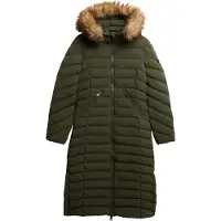 Superdry Fuji Faux Fur Hooded Longline - Green - XS