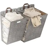 Melitt Foldable, Laundry Basket, Multifunctional Laundry Basket, Punch-Free Wall-Mounted Laundry Net, Clothes Storage
