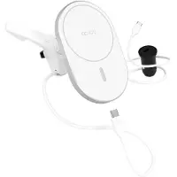 EPICO Ellipse Wireless Car Charger (MagSafe compatible) 15W/10W/7,5W + 18W QC - Silver