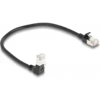 DeLOCK – RJ45 Network Cable Cat.6A S/FTP Slim 90° downwards angled / straight 0.25 m black (80303)
