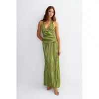 Gina Tricot  - Stripe halterneck maxi dress - Maksimekot - Valkoinen - XL - Naiset