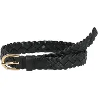 Pieces Pcavery Leather Braided Slim Belt Noos - Black - 80