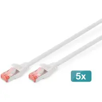 Digitus CAT 6 S-FTP PATCH CORD, CU, LSZH AWG 27/7, LENGTH 10 M, 5 PIECES, COLOR WHITE (DK-1644-100-WH-5)