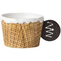 Wella Cookie Water Cup Cute Ceramic Mug Office Afternoon Tea Coffee Cup Home Breakfast Milk Cup,Brown,Round Handle