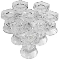 Wella 8Pcs Glass Candle Holders Wedding Candlestick Fine Transparent Crystal Glass Candle Stand Dining Home Decoration
