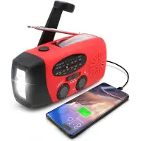 Uniq Hätäradio aurinkokennolla ja käsikammella Aurinkokennolla 2000mAh Powerbank SOS