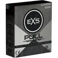 Exs Pull Large - Hartsikondomi, 6 kpl, lateksiton, ohut, vetonauhoilla, vegaaninen