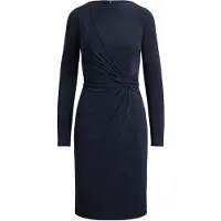 Ralph Lauren Twist-Front Jersey Boatneck Dress - Navy - 34
