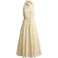 Ralph Lauren Floral-Eyelet Voile Tiered Shirtdress - Cream - 36