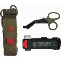 Mil-Tec Rhino Rescue Tourniquet Kit with Scissor and Pouch (Color: Olive)