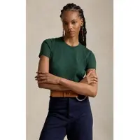 Ralph Lauren for woman. 211971872508 Short sleeve sweater with green round neck (S), Casual, Cotton