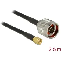 DeLOCK – Antenna cable, N plug - SMA plug, low loss, 2,5m, black (89420)