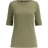 Ralph Lauren Stretch Cotton Boatneck Tee - Khaki green - M