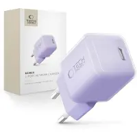 Tech-Protect NCM25 25W USB-C-laturi - Power Delivery - Vauvan violetti