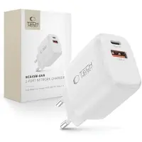 Tech-Protect NCA45W-GAN 2-porttinen laturi 45W - USB-C/USB-A - Valkoinen