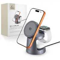 Tech-Protect QI2.2-25W-A48 3-in-1 magneettinen MagSafe-langaton laturi – tummanharmaa