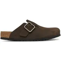 Birkenstock for man. 1032760 Brown Leather Boston Wire Buckle Clogs (Regular Fit) (43), Flat, Nubuck, None, Casual