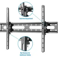 Manhattan TV AND amp; Monitor Mount, Wall, Tilt, Screen Sizes: 37-65, Black, VESA 200x200 to 600x400mm, Max 45kg, LFD, Lifetime Warranty (462280)