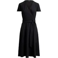 Ralph Lauren Belted Georgette Surplice Dress - Black - 36