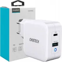 Choetech USB-A PD Seinälaite - - 65W - Nopea Lataus - Yhteensopiva iPhone 12/13/14 - GaN