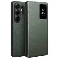 Qialino Samsung Galaxy S26 Ultra Smart View Läppänahkakotelo - Vihreä