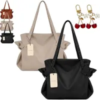 OIMG (Black+khaki, color_name) Litteäksi taittuva nyörikassi, iso vetoketjullinen taitettava reppu rannalle/matkalle/salille
