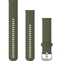 Garmin PIKAKIINNITTEISET HIHNAT (20 MM), SAMMALENVIHREÄ SILIKONIHIHNA JA HOPEANVÄRISET KIINNITYSOSAT (010-12924-11)