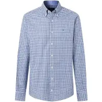 Hackett London for man. HM3010752 Three Color Gingham blue shirt (XXL), Casual, Cotton, Classic, Long sleeve