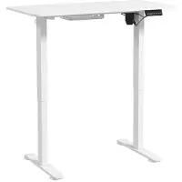 Hobby Hall Vinsetto Korkeussäädettävä työpöytä Electric 120 x 60 cm Tietokonepöytä 3 muistisäätimellä, Ergonominen istumapöytä törmäyksenestolla, 2 koukkua, valkoinen