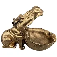 Jojomino Hippopotamus Statue Home Resin Hippopotamus Figurine Fun Candy Dish,Key Bowl, Mouth Sculpture Table Art Decoration B