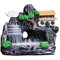 Jojomino High Mountain Flowing Waterfall Backflow Incense Burner Home Fragrance Diffuser Incense Burner Decoration,D