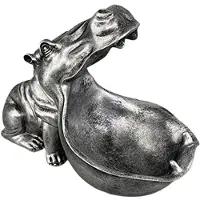 Jojomino Hippopotamus Statue Home Resin Hippopotamus Figurine Fun Candy Dish,Key Bowl, Mouth Sculpture Table Art Decoration C
