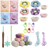 Jojomino Handmade DIY Lily of the Valley Coasters, 3D Flower Crochet Coaster, Hand Knitted Lily of the Valley Coaster