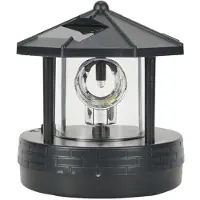 Jojomino LED Solar Powered Lighthouse,360 Degree Rotating Lamp LED Solar Lighthouse Landscape Path Lights Garden Outdoor Decor B