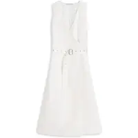 Tommy Hilfiger Vis/Linen Belted Midi Ns Dress - White - XL