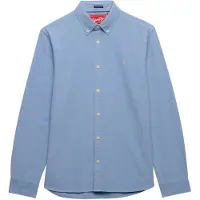 Superdry for man. M4011100A Preppy Oxford blue shirt (S), Casual, Cotton, Long sleeve