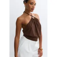 Gina Tricot  - Halterneck tie top - Halterneck-topit - Ruskea - XL - Naiset
